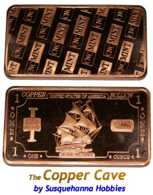 CMC Mint 1 Troy Ounce Copper Bar - Ironsides Ship