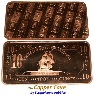 CMC 10 Troy Ounce Copper Bar - Ironsides Ship