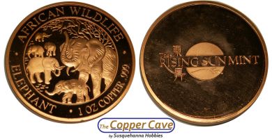 Rising Sun Mint 1 Ounce Copper Round - Elephant