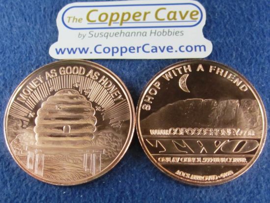 AOCS 1 Ounce Copper Round - $2 Honey