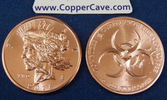 Zombucks 1 Oz Copper Round - #6 Feast Dollar