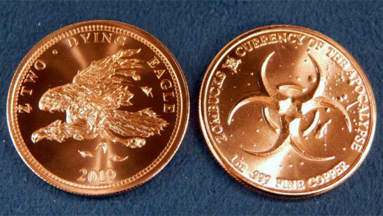 Zombucks 1 Oz Copper Round - #9 Dying Eagle