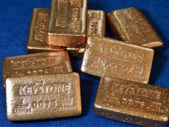 Keystone Precious Metals 5 Oz Poured Copper Bar