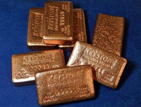 Keystone Precious Metals 10 Oz Poured Copper Bar