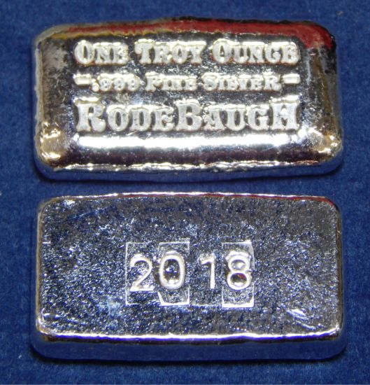 Rodebaugh 2018 Classic 1 Troy Ounce Poured Silver Bar